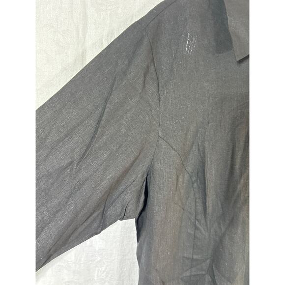 Dialogue Button Up 1X Black NEW Linen Blend Long Tunic QVC - Picture 4 of 12